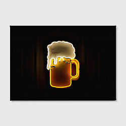 Холст прямоугольный Неоновое пиво - Жёлтый, цвет: 3D-принт — фото 2