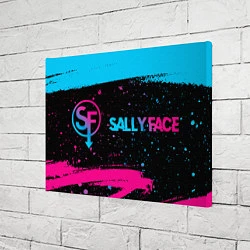 Холст прямоугольный Sally Face - neon gradient: надпись и символ, цвет: 3D-принт — фото 2