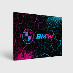 Холст прямоугольный BMW - neon gradient: надпись и символ, цвет: 3D-принт