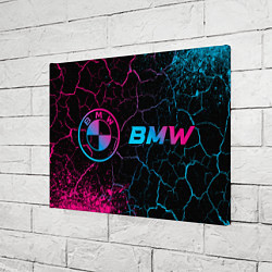 Холст прямоугольный BMW - neon gradient: надпись и символ, цвет: 3D-принт — фото 2