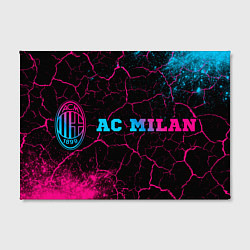 Холст прямоугольный AC Milan - neon gradient: надпись и символ, цвет: 3D-принт — фото 2