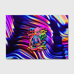 Холст прямоугольный Скейтбордист Барт Симпсон на фоне разноцветных кля, цвет: 3D-принт — фото 2