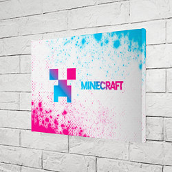 Холст прямоугольный Minecraft neon gradient style: надпись и символ, цвет: 3D-принт — фото 2