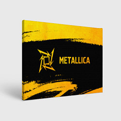 Холст прямоугольный Metallica - gold gradient: надпись и символ, цвет: 3D-принт