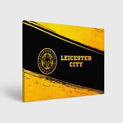 Холст прямоугольный Leicester City - gold gradient: надпись и символ, цвет: 3D-принт
