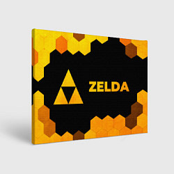 Холст прямоугольный Zelda - gold gradient: надпись и символ, цвет: 3D-принт