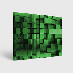 Холст прямоугольный Киберпанк броня - Зелёный металлические кубы, цвет: 3D-принт