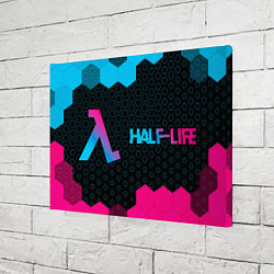 Холст прямоугольный Half-Life - neon gradient: надпись и символ, цвет: 3D-принт — фото 2