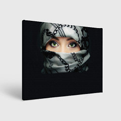 Холст прямоугольный Зеленоглазая девушка в хиджабе, цвет: 3D-принт