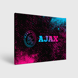 Холст прямоугольный Ajax - neon gradient: надпись и символ, цвет: 3D-принт