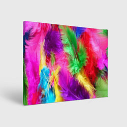 Холст прямоугольный Яркие разноцветные перья, цвет: 3D-принт