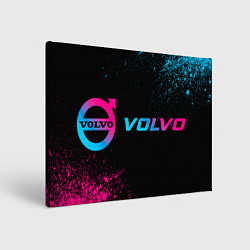 Холст прямоугольный Volvo - neon gradient: надпись и символ, цвет: 3D-принт