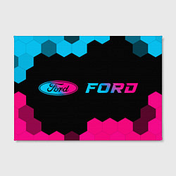 Холст прямоугольный Ford - neon gradient: надпись и символ, цвет: 3D-принт — фото 2