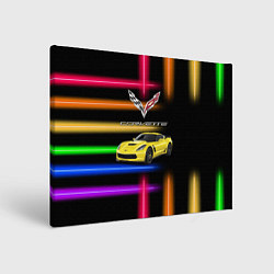 Холст прямоугольный Chevrolet Corvette - гоночная команда - Motorsport, цвет: 3D-принт