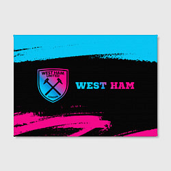 Холст прямоугольный West Ham - neon gradient: надпись и символ, цвет: 3D-принт — фото 2