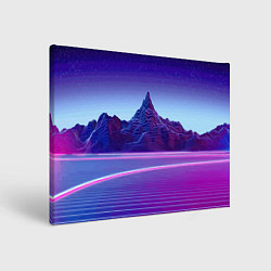 Холст прямоугольный Neon mountains - Vaporwave, цвет: 3D-принт