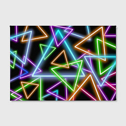 Холст прямоугольный Неоновые треугольники - текстура, цвет: 3D-принт — фото 2