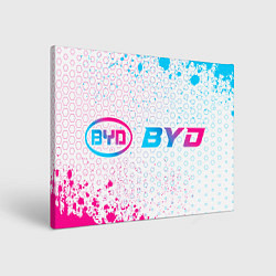 Холст прямоугольный BYD neon gradient style: надпись и символ, цвет: 3D-принт