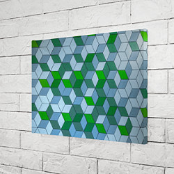 Холст прямоугольный Зелёные и серые абстрактные кубы с оптической иллю, цвет: 3D-принт — фото 2
