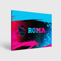 Холст прямоугольный Roma - neon gradient: надпись и символ, цвет: 3D-принт