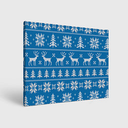 Холст прямоугольный Рождественский синий свитер с оленями, цвет: 3D-принт