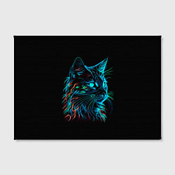 Холст прямоугольный Неоновый котик, цвет: 3D-принт — фото 2