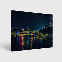 Холст прямоугольный Неоновый ночной город, цвет: 3D-принт