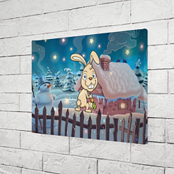 Холст прямоугольный Кролик с морковкой - символ 2023, цвет: 3D-принт — фото 2