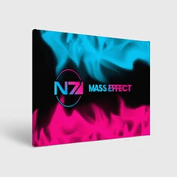 Холст прямоугольный Mass Effect - neon gradient: надпись и символ, цвет: 3D-принт