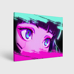 Холст прямоугольный Неоновые глаза - Cyberpunk, цвет: 3D-принт