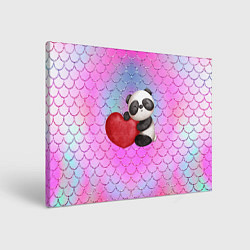 Холст прямоугольный Милая панда с сердечком, цвет: 3D-принт