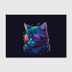 Холст прямоугольный Кот неоновый, цвет: 3D-принт — фото 2
