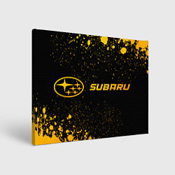 Холст прямоугольный Subaru - gold gradient: надпись и символ, цвет: 3D-принт
