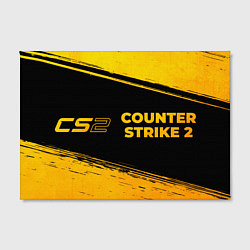 Холст прямоугольный Counter Strike 2 - gold gradient: надпись и символ, цвет: 3D-принт — фото 2