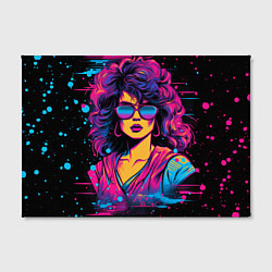 Холст прямоугольный Lady - retrowave style, цвет: 3D-принт — фото 2