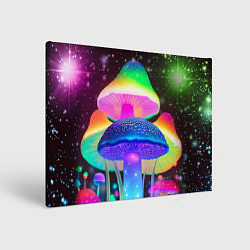 Холст прямоугольный Волшебные светящиеся грибы и звезды, цвет: 3D-принт