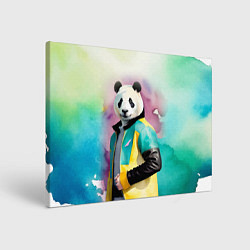 Холст прямоугольный Прикольный панда в модной куртке, цвет: 3D-принт