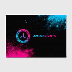 Холст прямоугольный Mercedes - neon gradient: надпись и символ, цвет: 3D-принт — фото 2