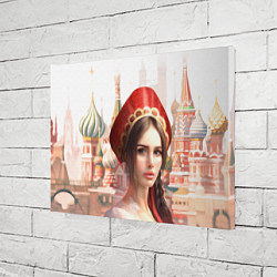 Холст прямоугольный Девушка в кокошнике с косой - кремль, цвет: 3D-принт — фото 2