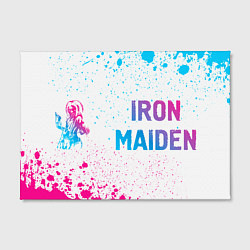 Холст прямоугольный Iron Maiden neon gradient style: надпись и символ, цвет: 3D-принт — фото 2