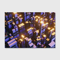 Холст прямоугольный Фиолетовые и светящиеся кубы, цвет: 3D-принт — фото 2