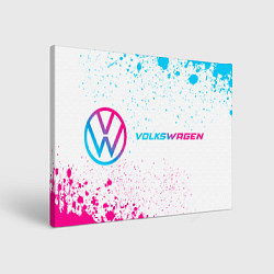 Холст прямоугольный Volkswagen neon gradient style: надпись и символ, цвет: 3D-принт