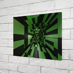 Холст прямоугольный Чёрно-зелёный геометрический коридор, цвет: 3D-принт — фото 2