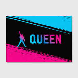 Холст прямоугольный Queen - neon gradient: надпись и символ, цвет: 3D-принт — фото 2