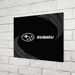 Холст прямоугольный Subaru speed на темном фоне со следами шин: надпис, цвет: 3D-принт — фото 2