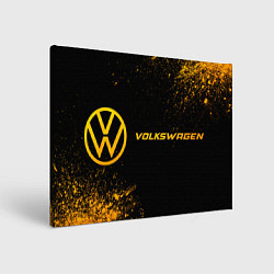 Холст прямоугольный Volkswagen - gold gradient: надпись и символ, цвет: 3D-принт