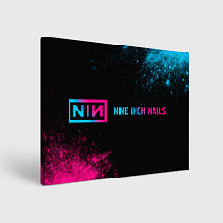 Холст прямоугольный Nine Inch Nails - neon gradient: надпись и символ, цвет: 3D-принт