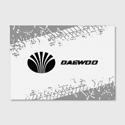 Холст прямоугольный Daewoo speed на светлом фоне со следами шин: надпи, цвет: 3D-принт — фото 2