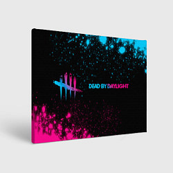 Холст прямоугольный Dead by Daylight - neon gradient: надпись и символ, цвет: 3D-принт