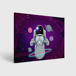Холст прямоугольный Космонавт с планетами и звездами, цвет: 3D-принт